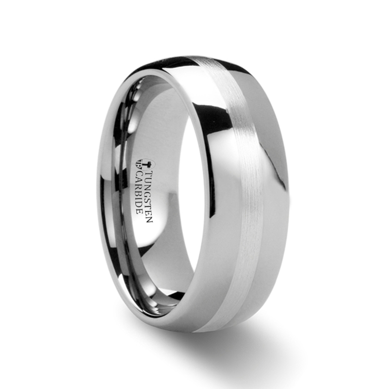 Tungsten Carbide Domed with Brushed Stripe Wedding Ring 7mm Band 