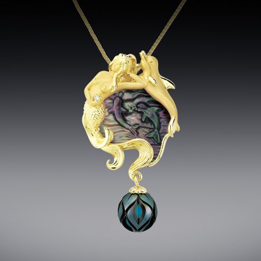 Galatea Pearl "Mermaid And Dolphin" Pendant