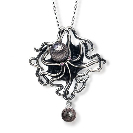 Octopus & Carved Pearl Necklace
